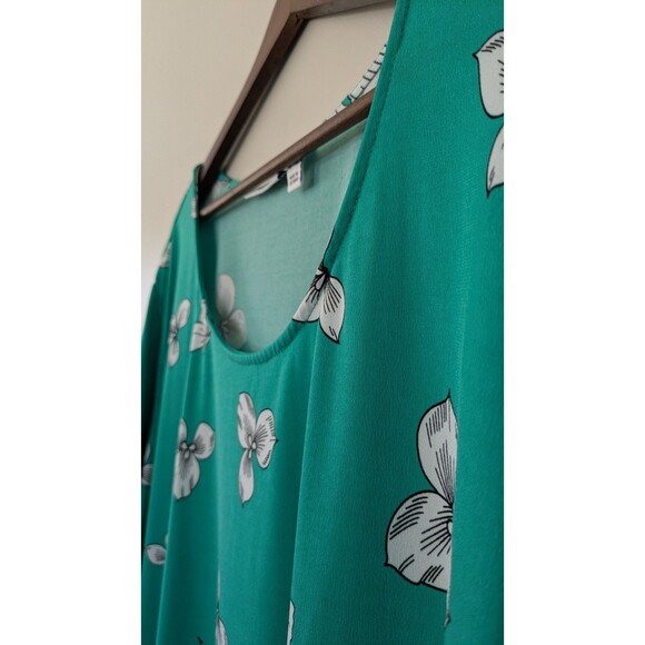 Susan Graver Top 3X Liquid Knit Floral Butterfly Blouse Flutter Sleeve Tropical - Picture 4 of 9